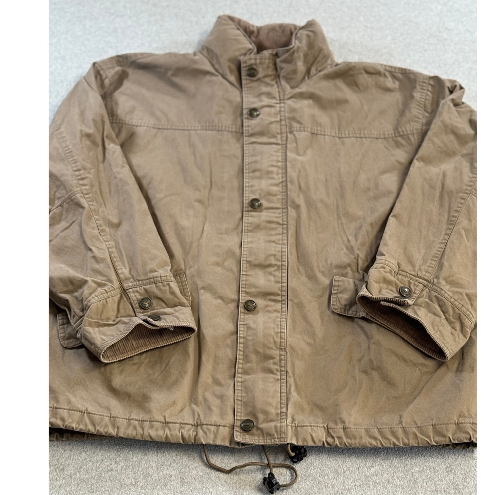 London Fog Field Jacket Mens Medium Tan Good Vintage Corduroy Trim Utility